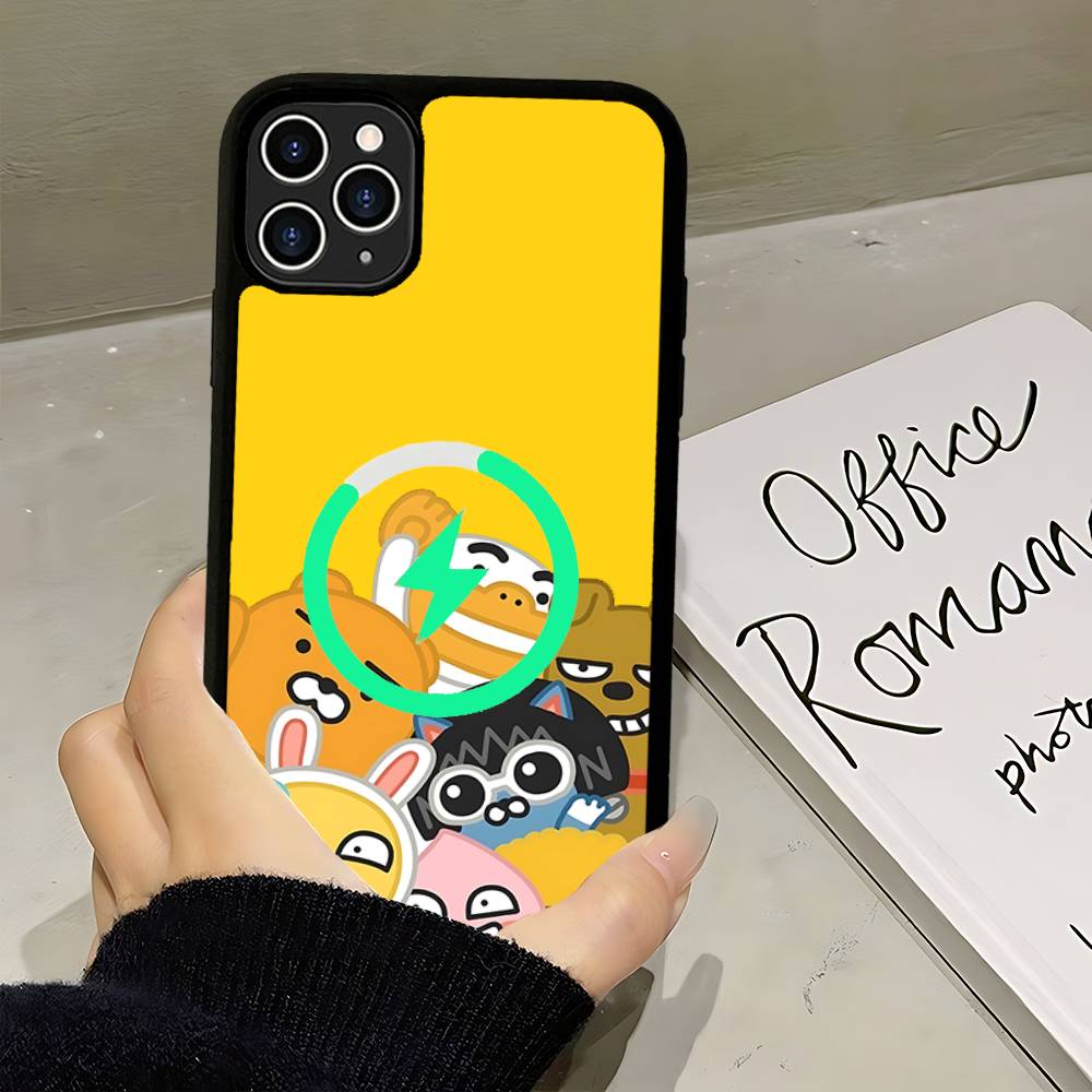 Cartoon K-KAKAO CUTE F-FRIENDS Magnetic Phone Case For IPhone 16 15 14 13 12 11 17 Pro Max Plus Wireless Charge Cover