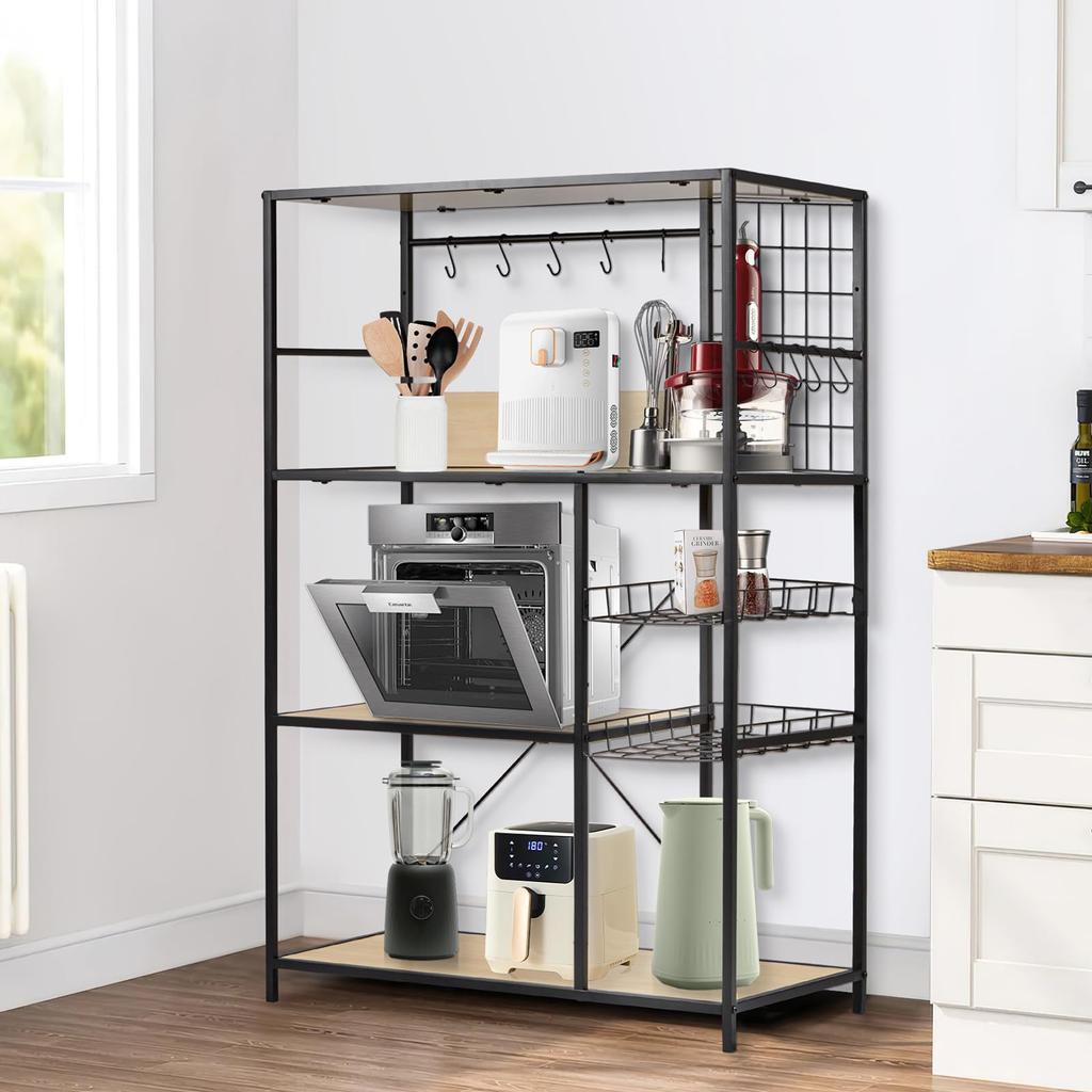 Fusehome Range Rack Range Stand Kitchen Rack Width 83 Dish Shelf Kitchen Shelf Overall Load Capacity 90kg Compatible with Large Microwave Oven Kitchen
