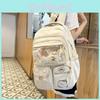 Simple Solid Color Student Backpack With Transparent Compartment And Doll Decor For College And Travel Use
