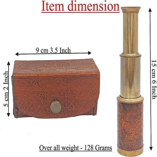 Starožitný mosazný námořnický kapesní dárek s koženým pouzdrem