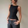 Y2K Kvinner Sommer Ermeløs Bandasje Hul O-hals Ensfarget Slim Fit Vest Bar Mage Tanktopp
