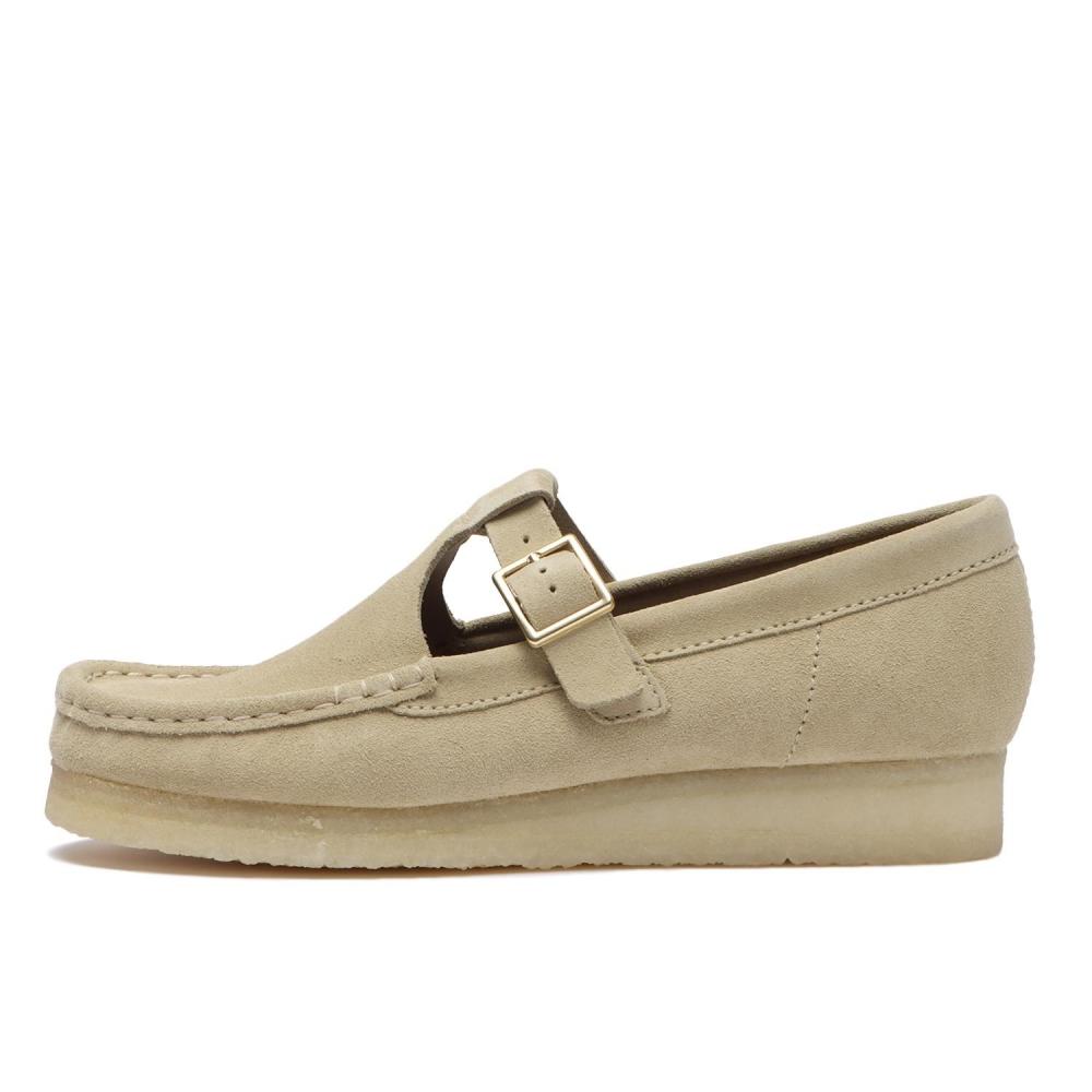 

ClarkS W S Wallabee T-образный ремешок. 26175665 Кленовая замша 3(22cm)