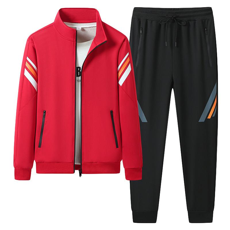 Conjunto Esportivo Masculino Duas Peças Casual Primavera e Outono Manga Longa Cardigã Moletom Calças Roupa Esportiva para Exterior Roupa Esportiva Masculina