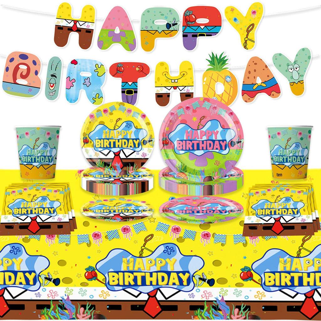 SpongeBob & Patrick Star Underwater Theme Birthday Napkins - Disposable Party Tableware