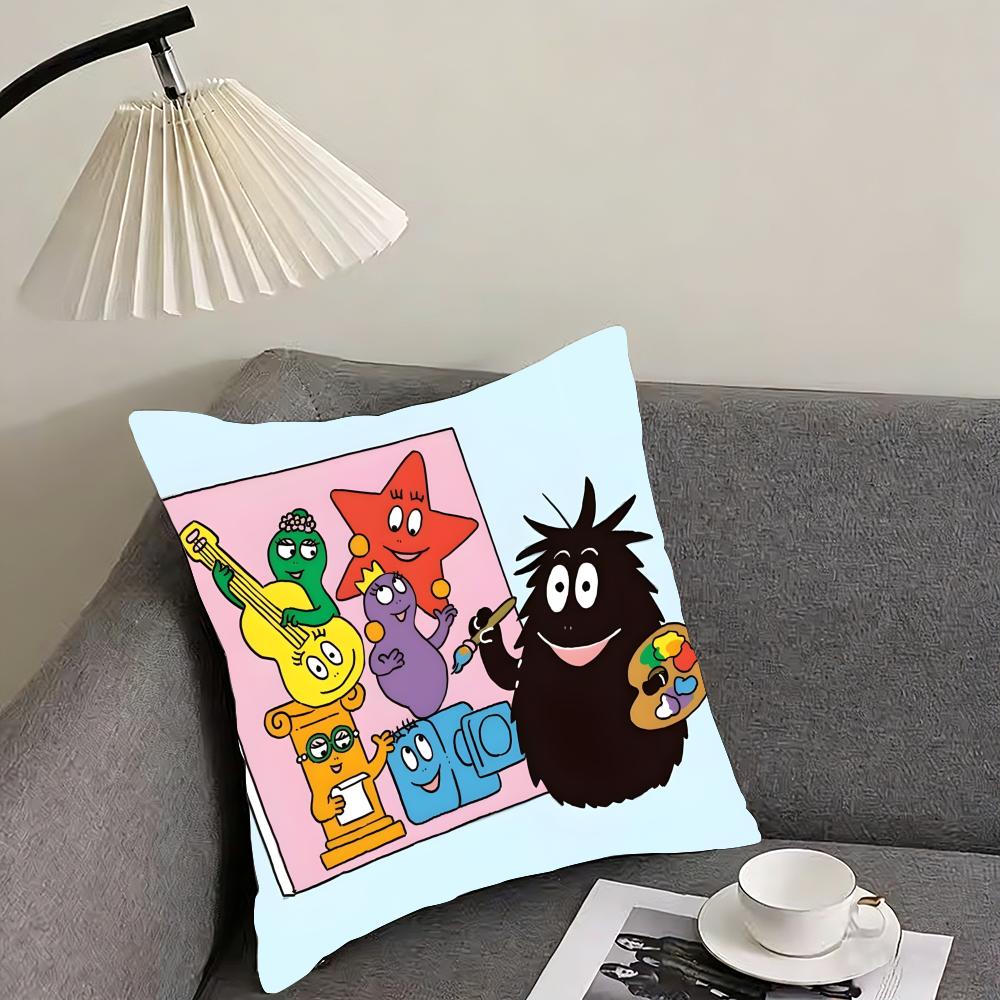 Cute cartoon B-B-Barbapapas Cushion Cover Reversible Plush Pillow Cover – For car, sofa, bedroom, perfect as a gift.