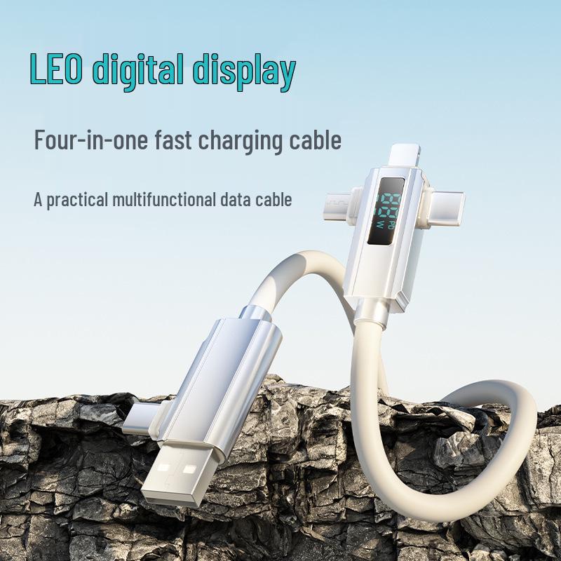 

LED Digital Display 5-in-1 Fast Charging Cable, Fully Compatible with Apple & Huawei чёрный