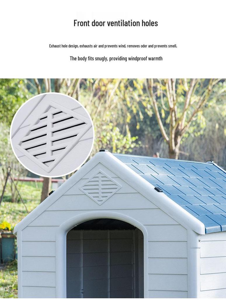 Windproof Rainproof Plastic Dog House for Medium/Large Dogs - Outdoor Pet Cage