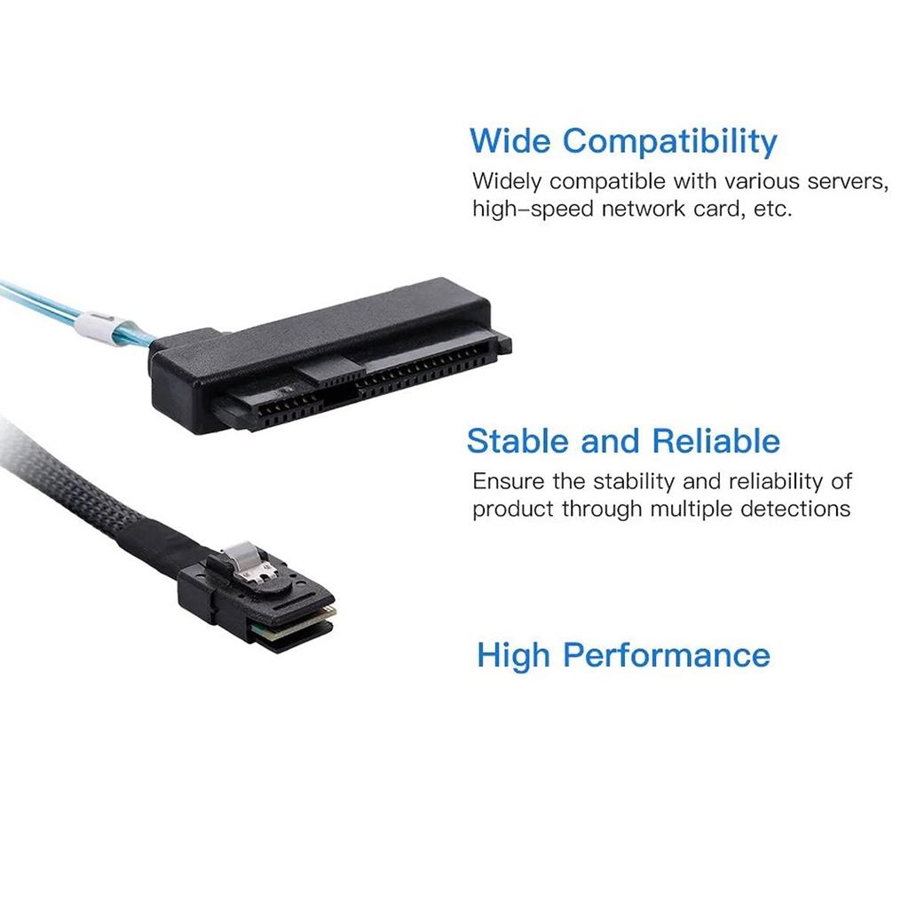 NFHK Internal Mini SAS Host To 4 Target SAS Hard Drives with SATA Power 50cm 36-Pin SFF-8087 SFF-8482 Cable,