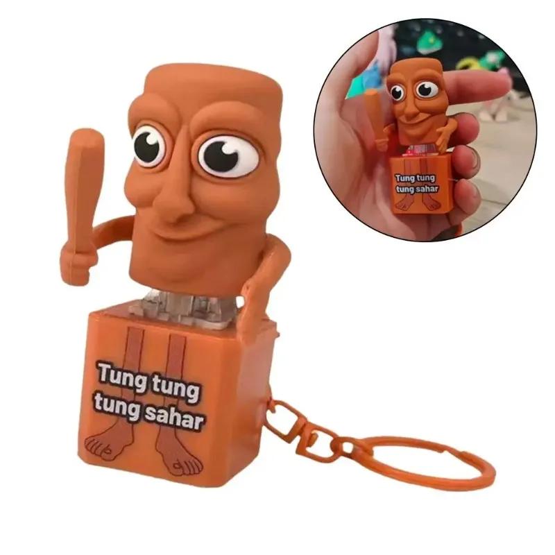 New Italian Brainrot Animals Keychains Tung Tung Tung Sahur Creative Decompression Sound Backpack Pendant Keychain