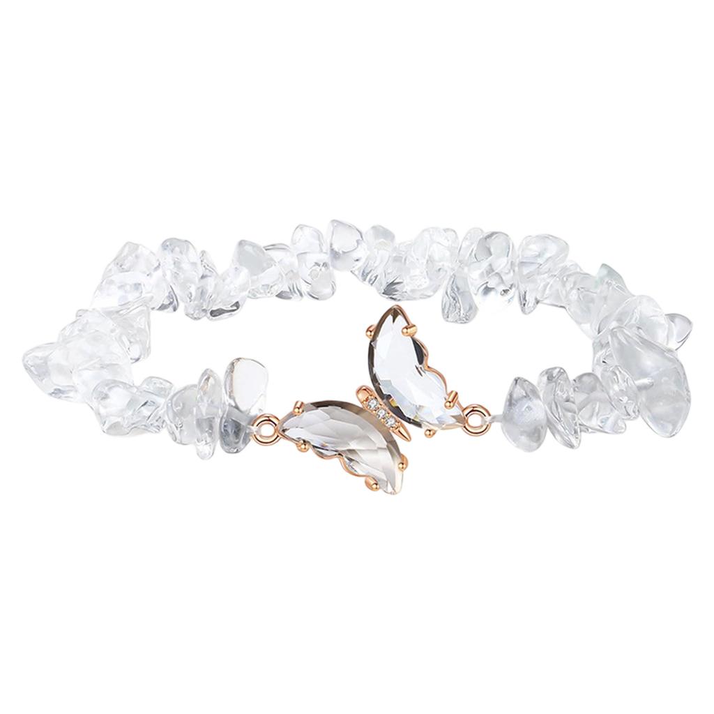 Natural Crystals Stone Bracelet With Butterfly Charm Adjustable Design Healing Energy Jewelry For Relaxation
