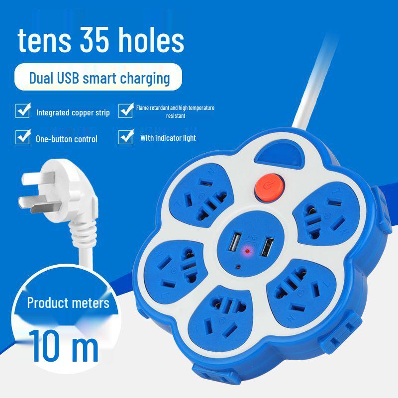 Creative USB Multi-Hole Power Strip with Anti-Leakage Socket for Dorm & Home
