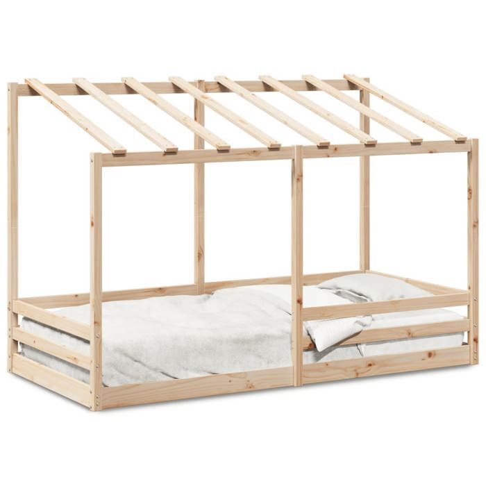 VidaXL Children's Bed with Roof 100x200 Cm Solid Pine Wood, Children's Bed Frame, Wooden Children's Bed, Furniture 846997