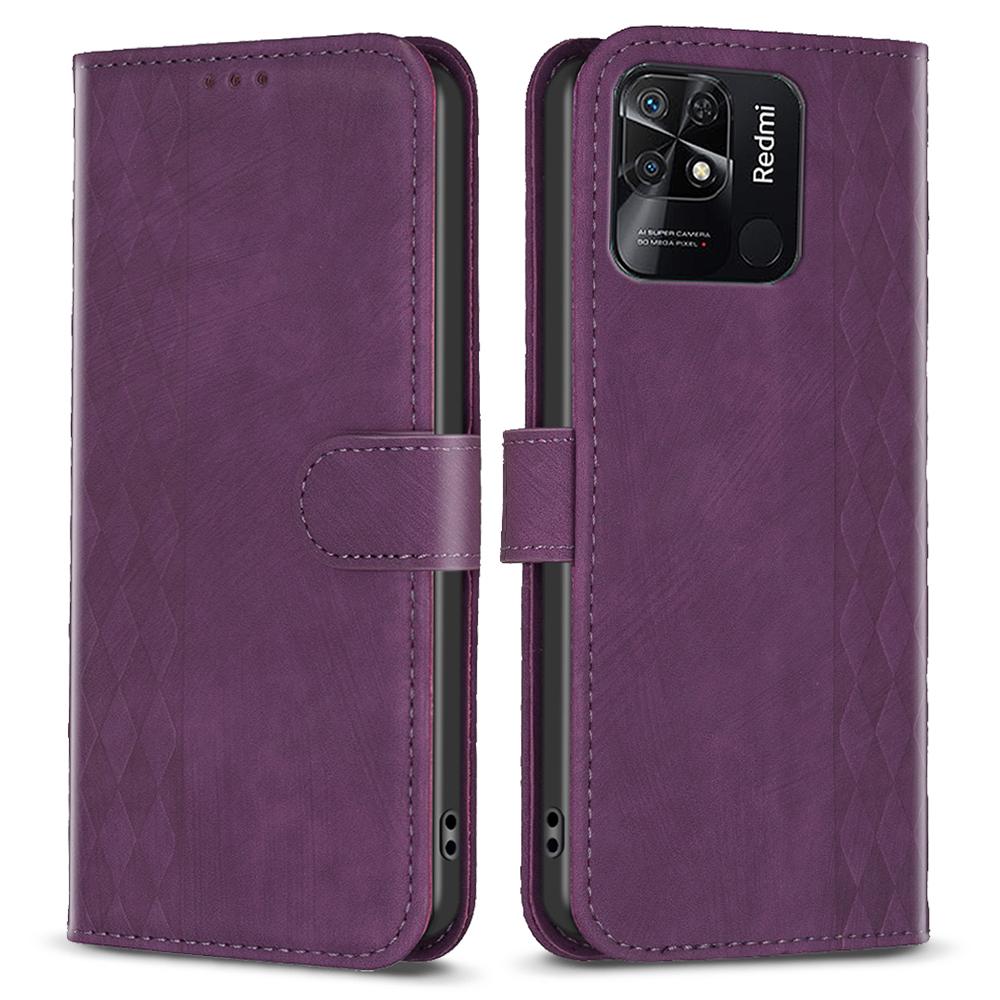 

Flip Cover for Xiaomi Redmi 10C 4G Shockproof Imprinted Pattern Stand Wallet Phone Leather Case Purple