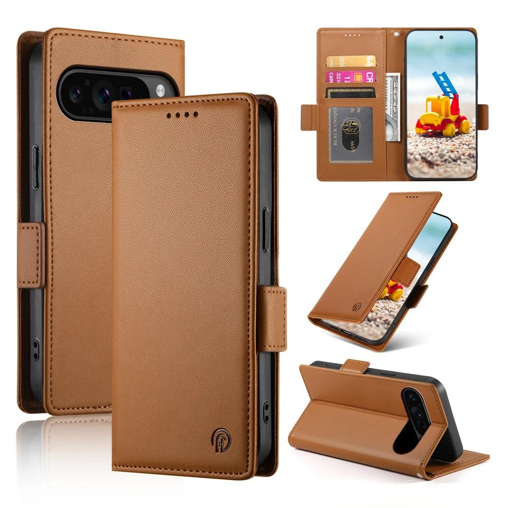 Leather Flip Phone Case For Google Pixel 10 9 Pro XL 8 7 10A 9A 8A 7A Cards Solt Holder Wallet Shockproof Stand Back Cover