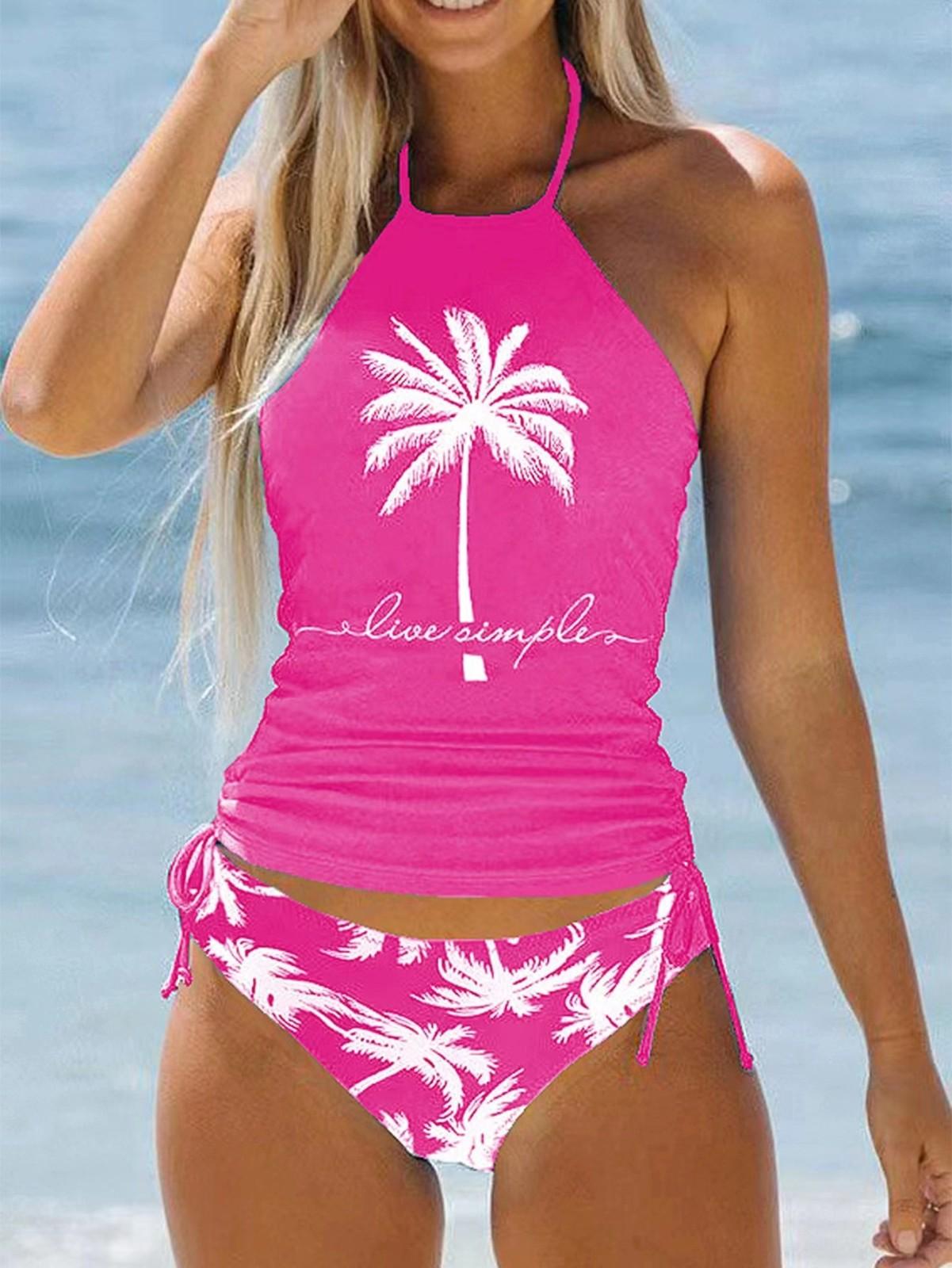 

Sunse женский летний купальник с принтом, регулируемые бретели, пляжный купальник, комплект бикини XL горячий розовый