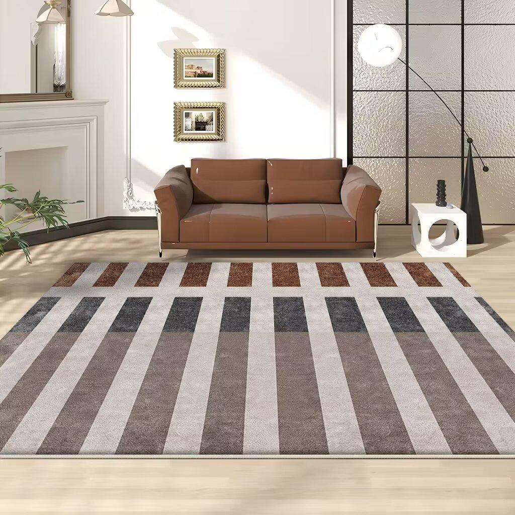 Green Geometric Carpet Artistic Stripes Living Room Decorative Luxurious Home Rug Comfortable Bedroom Floor Mats Easy Cleaning