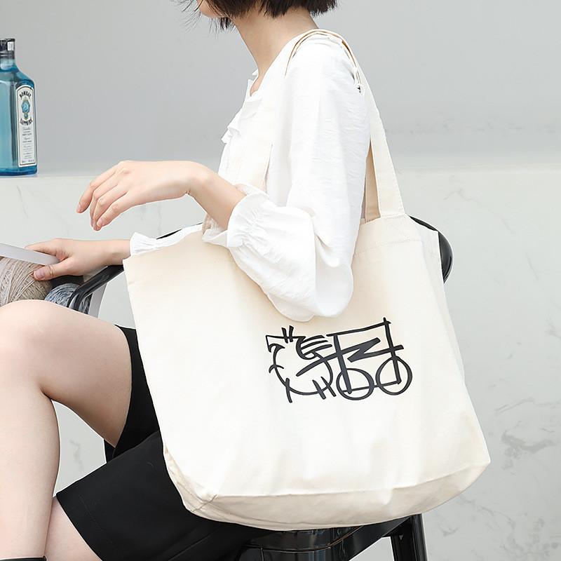 

IELGY Korean version of casual canvas women s bag, simple literary Mori handbag, printed pattern shoulder bag бежевый