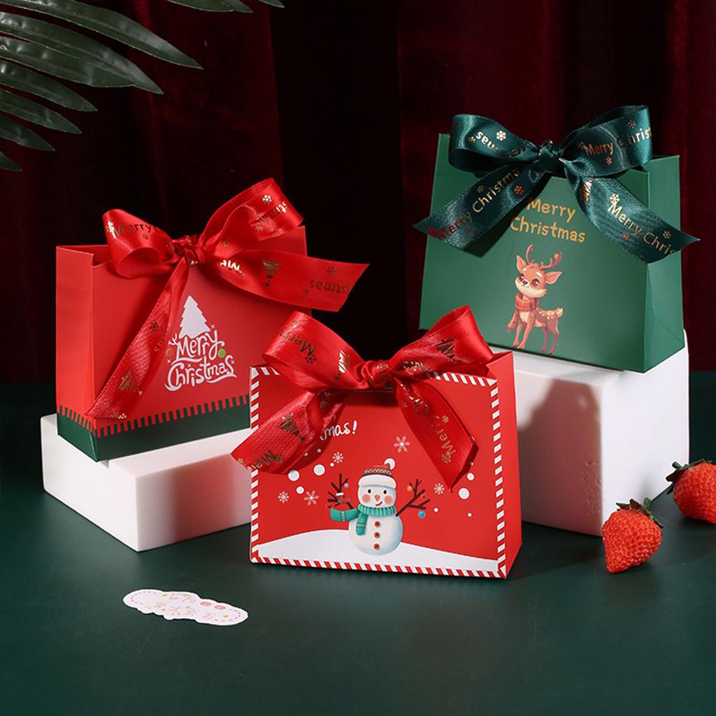 12 szt. Świąteczne torebki na prezenty z uchwytami Dekoracyjne świąteczne torebki na prezenty Papierowe pojemniki z uchwytami na upominki imprezowe