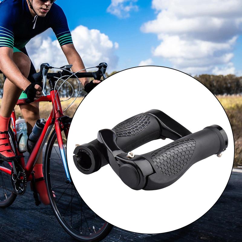 Non Slip Bike Handlebar Grips with Aluminum Alloy Lock Rings Ergonomic Rubber MTB Grips for 0.87 Inch Diameter Bars