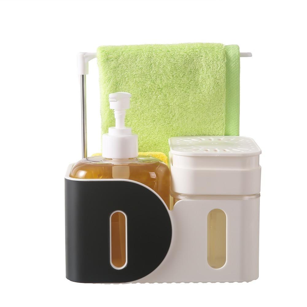 

with Sponge Holder Hand and Dish Soap Dispenser Set Plastic Press Soap Dispenser Hotel Style B