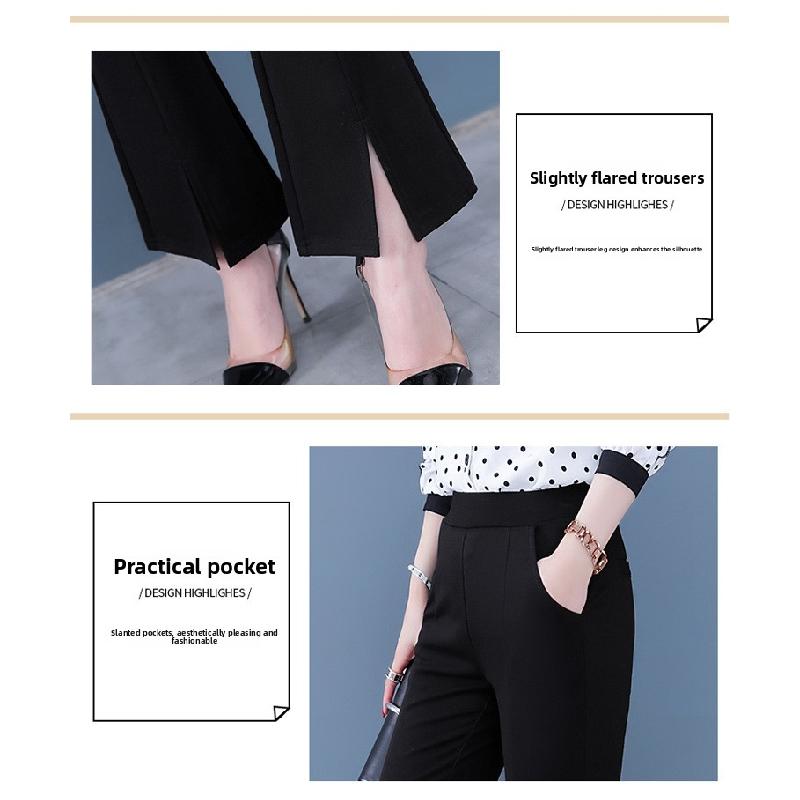 New 2026 Split Flared Pants with Drape Effect, High-waisted Plus-size Cropped Casual Pants