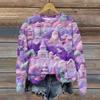 Women's Christmas Printed Casual Fashion Long Sleeve Round Neck Pullover Top