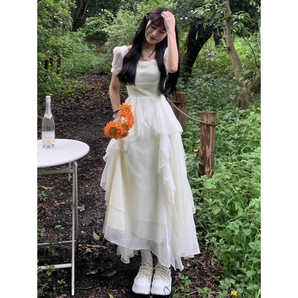 Women's Summer French Fairy Princess Dress for Seaside Vacations