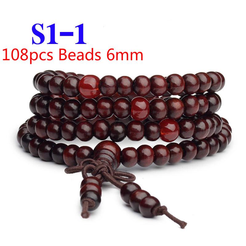 Pulseras 108 Beads 6mm Natural Sandalwood Buddhist Buddha Wood Prayer Bead Mala Unisex Men Bracelets & Bangles Jewelry Bijoux