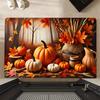 Thanksgiving Pumpkin Maple Leaf Non-Slip Door Mat Entrance Welcome Floor Mat Home Decor Kitchen Balcony Hallway Laundry Room Rug