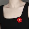Mother Day Brooch Red Flower Design Brooch with Imitation Pearl Rhinestones Inlaid