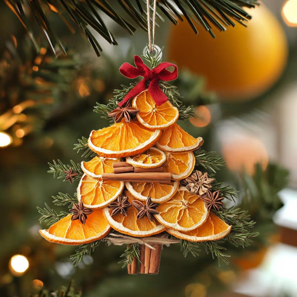Dry Orange Acrylic Flat Personality Creative Decorative Ornaments Car Rearview Mirror Key Decorative Pendant