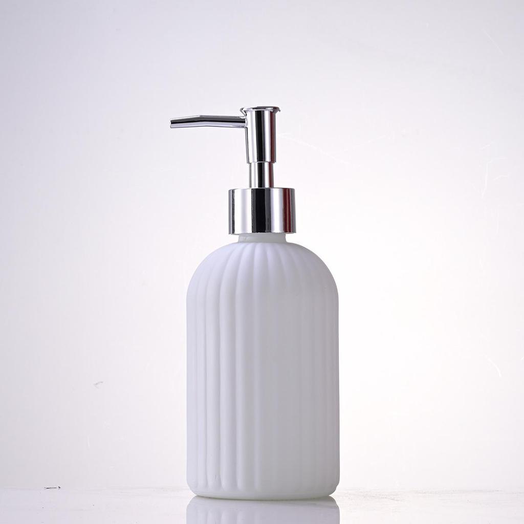 Nordic Large Capacity Vertical Stripe Glass Bottle for Hand Sanitizer, Shampoo, or Shower Gel