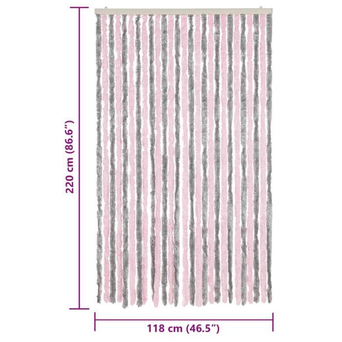 VidaXL Fly Curtain Silver Grey and Pink 118x220 Cm Chenille, Door Fly Curtain, Insect Curtain of 4004886