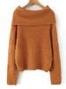 French Winter Off-Shoulder Soft Knit Sweater - Solid Color Loose Pullover