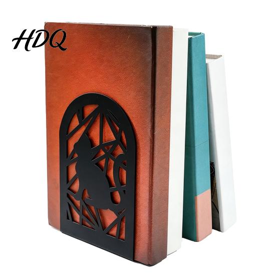 Metal Bookend 1 Pair Hollow Cat Bookends Decorative Heavy Book Ends Anti-slip