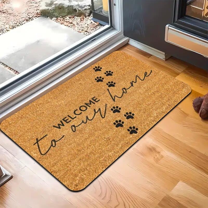 

Premium Welcome Doormat | 1.02cm Thick Polyester, 500 GSM, Woven Pile with Silicone Backing, Machine Washable | Suitable for Entryway, Hallway, Camel - Stylish Home Deco