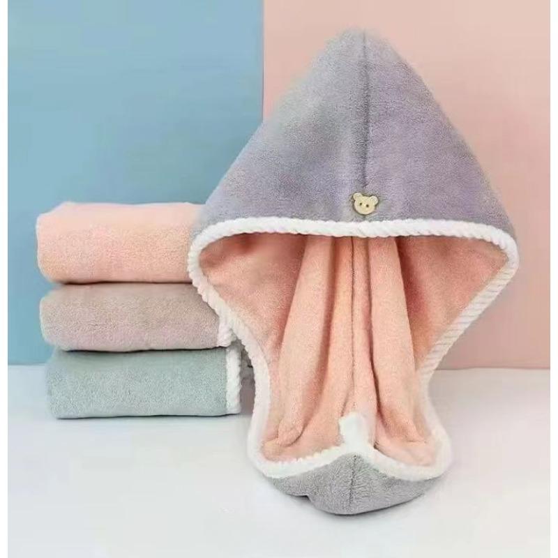 Double-layer Coral Fleece Dry Hair Cap Women's Microfiber Absorbent Quick-drying HeadscarfDry Hair Towel