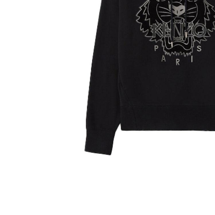 (WMNS) KENZO Tiger Head Embroidered Alphabet Hoodie Black Women's FA62SW8714XJ-99