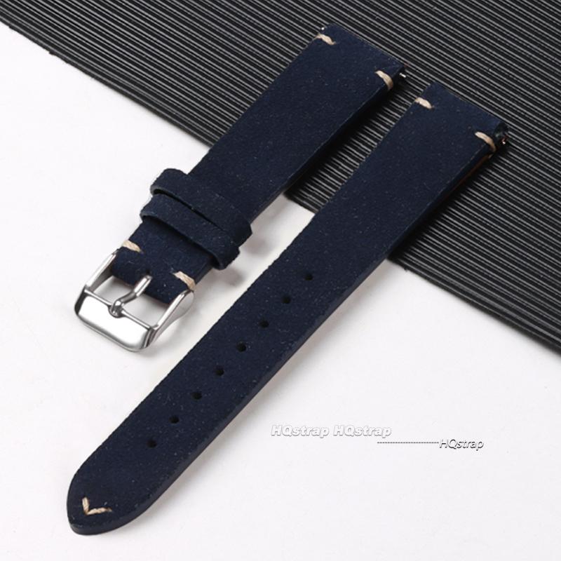 Vintage Leather Suede Watch Strap 14mm 16mm 18mm 20mm 22mm Watchband Gray Blue Brown Watch Bands Quick Release Wristband Belt