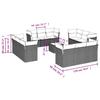 13-teiliges Gartensofa-Set mit Kissen Schwarzes Poly-Rattan