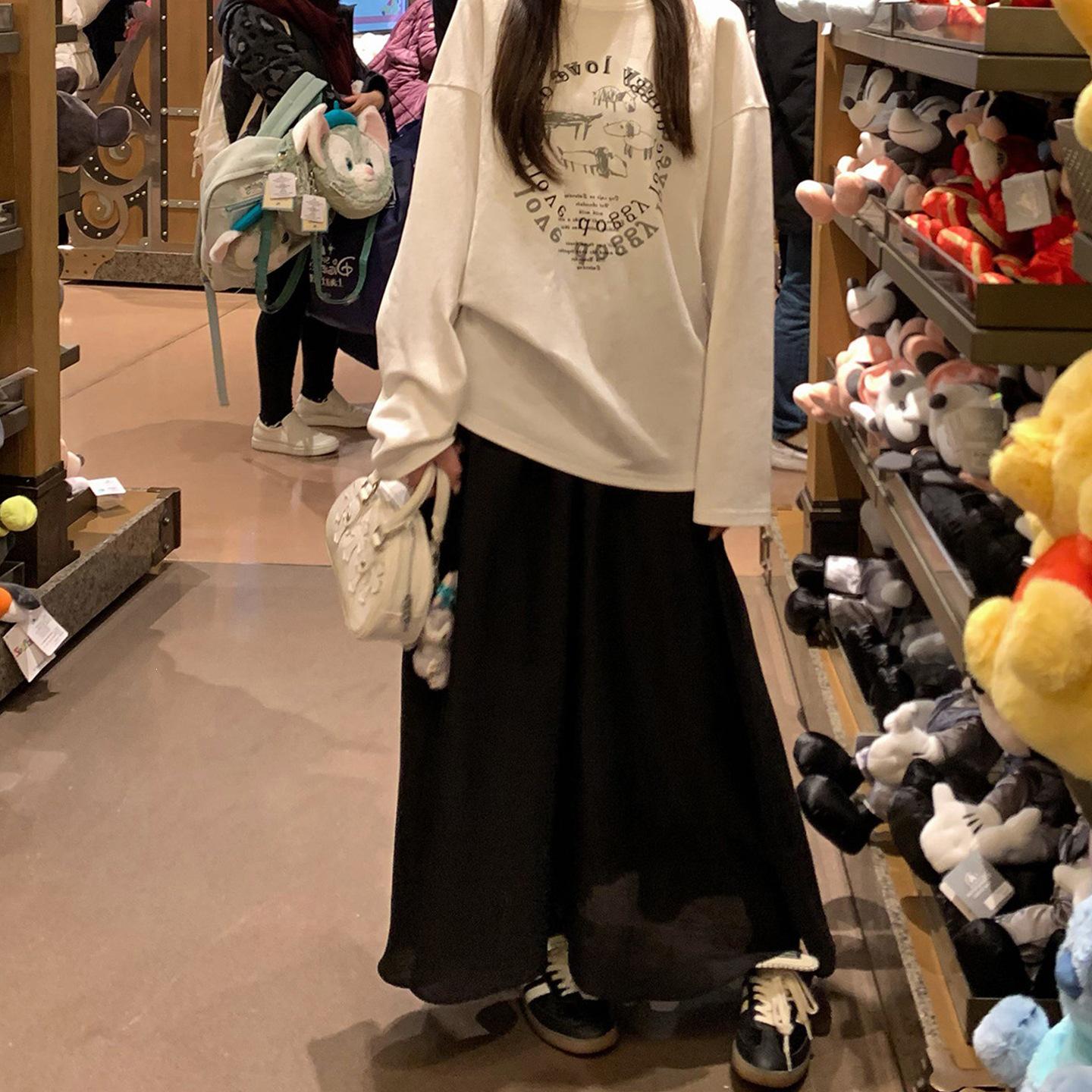 

2026 Spring/Summer Maternity Faux Silk A-line Midi Skirt with Belly Support - Korean Style Rope Texture Umbrella Design XL