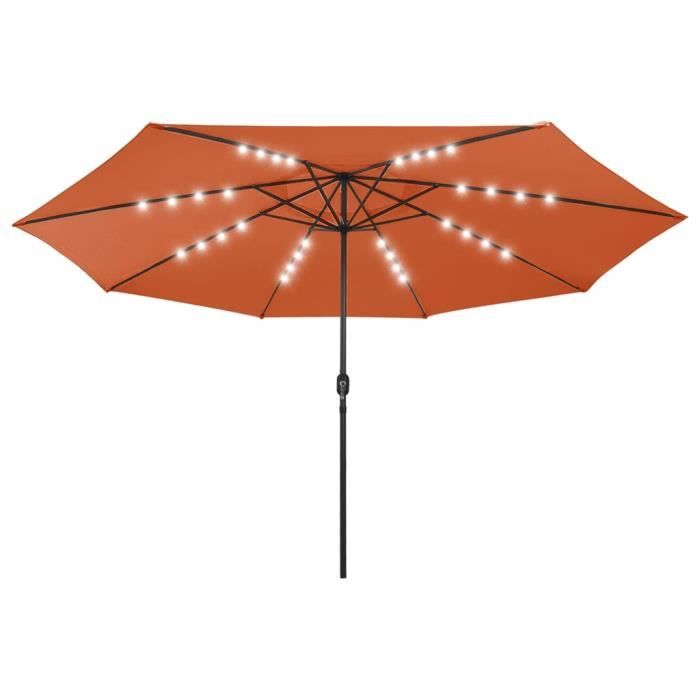 Parasol d'extérieur LED vidaXL - Mât en métal 400cm - Terre cuite