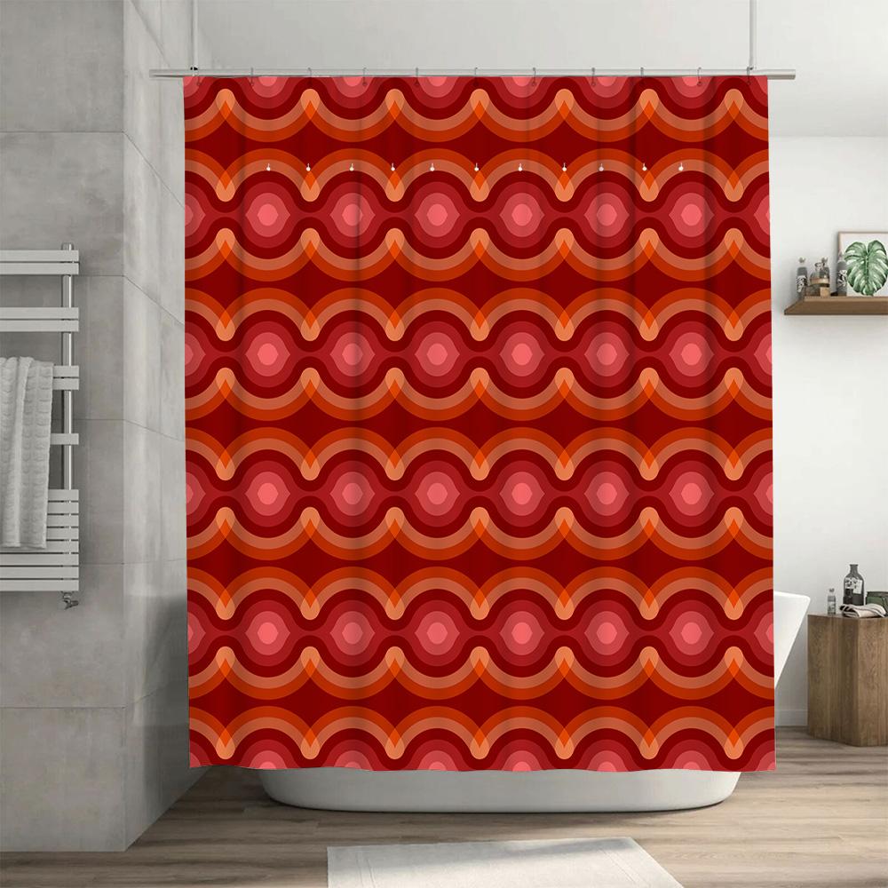 Vintage Style Shower Curtain Retro Red Pattern Waterproof Decorative Bath Mat Room Decoration For Home Bathroom Accessories In S