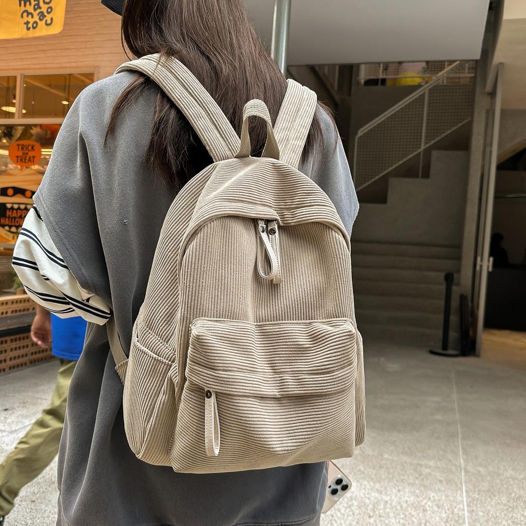 Schulranzen Corduroy Rucksack Einfacher Rucksack mit großem Fassungsvermögen Koreanische Version Tägliche Pendler Rucksack Damen Mori Mehrzweck Reise Schultasche