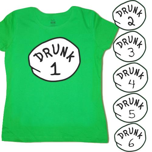 Ladies T-shirt Choose one Drunk 1 2 funny st patricks pattys day tee green shirt L