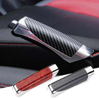 Universal Car Handbrake Grips Protective Cover Carbon Fiber Wood Color Hand Brake Guard Case Gear Shift Decoration