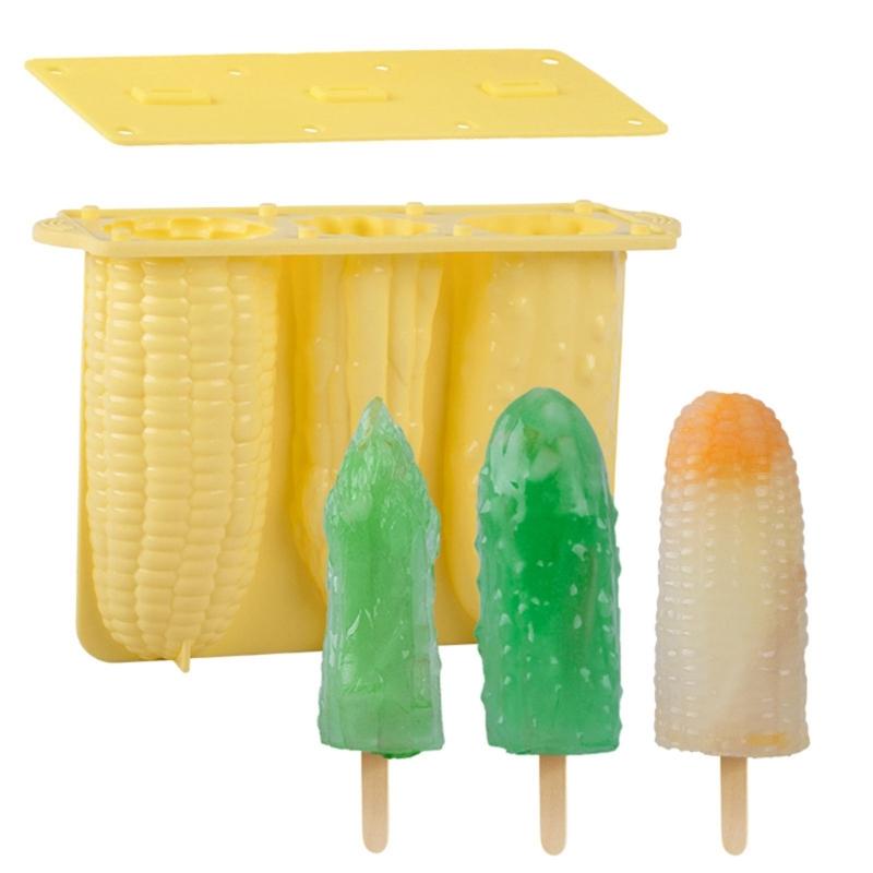 Silicone Popsicles Molds 4 Cavities Vegetable Shape Ices Cream Mold Freezers Ices Mold Cake Candy Candy Mold Nonstick