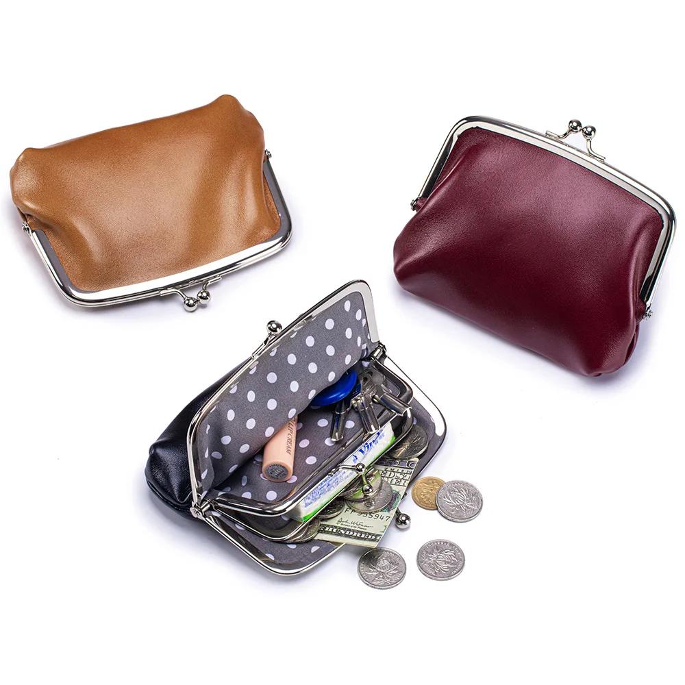 Women Wallets Vintage Genuine Leather Hasp Purses Large Capacity Money Bag for Women Double layer Coin Purse Dropshipping