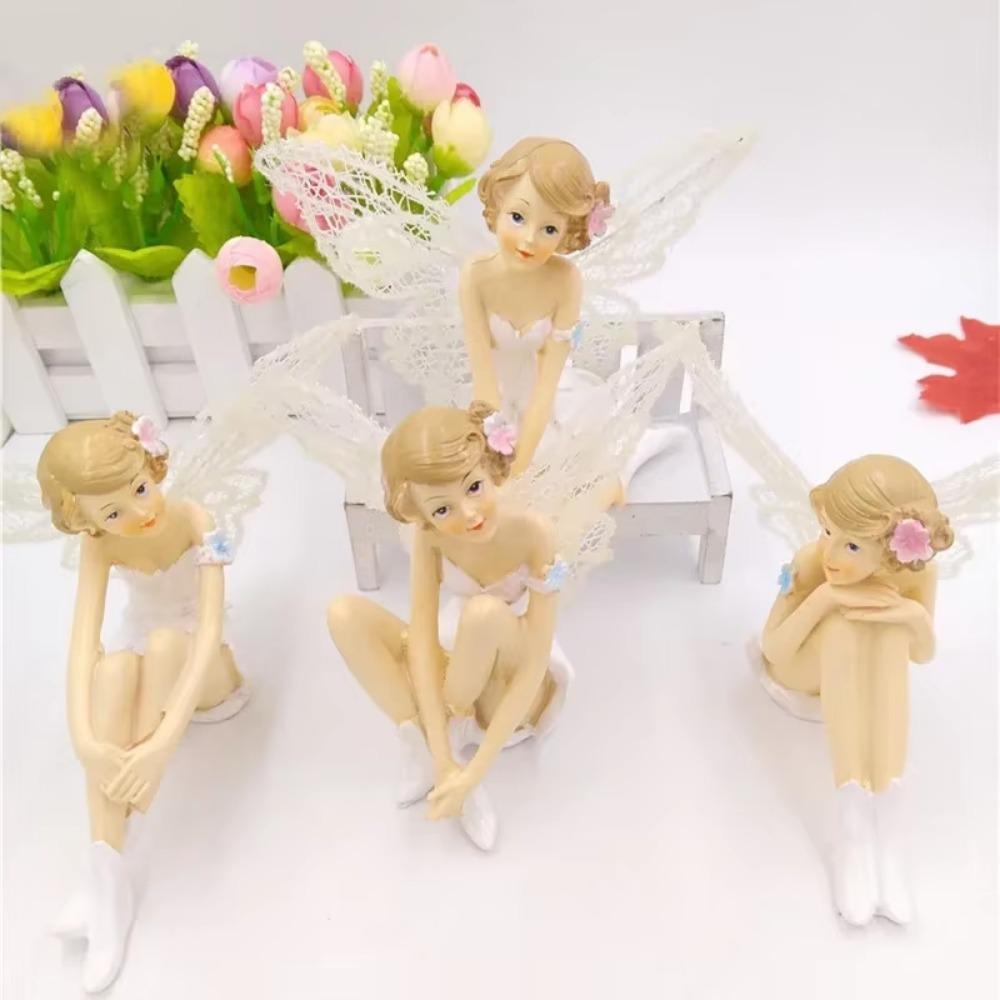 DIY Desktop Cake Decorating Flower Fairy with Wing Miniature Figurines Angel Ornament Garden Figurines Birthday Gifts Home Decor