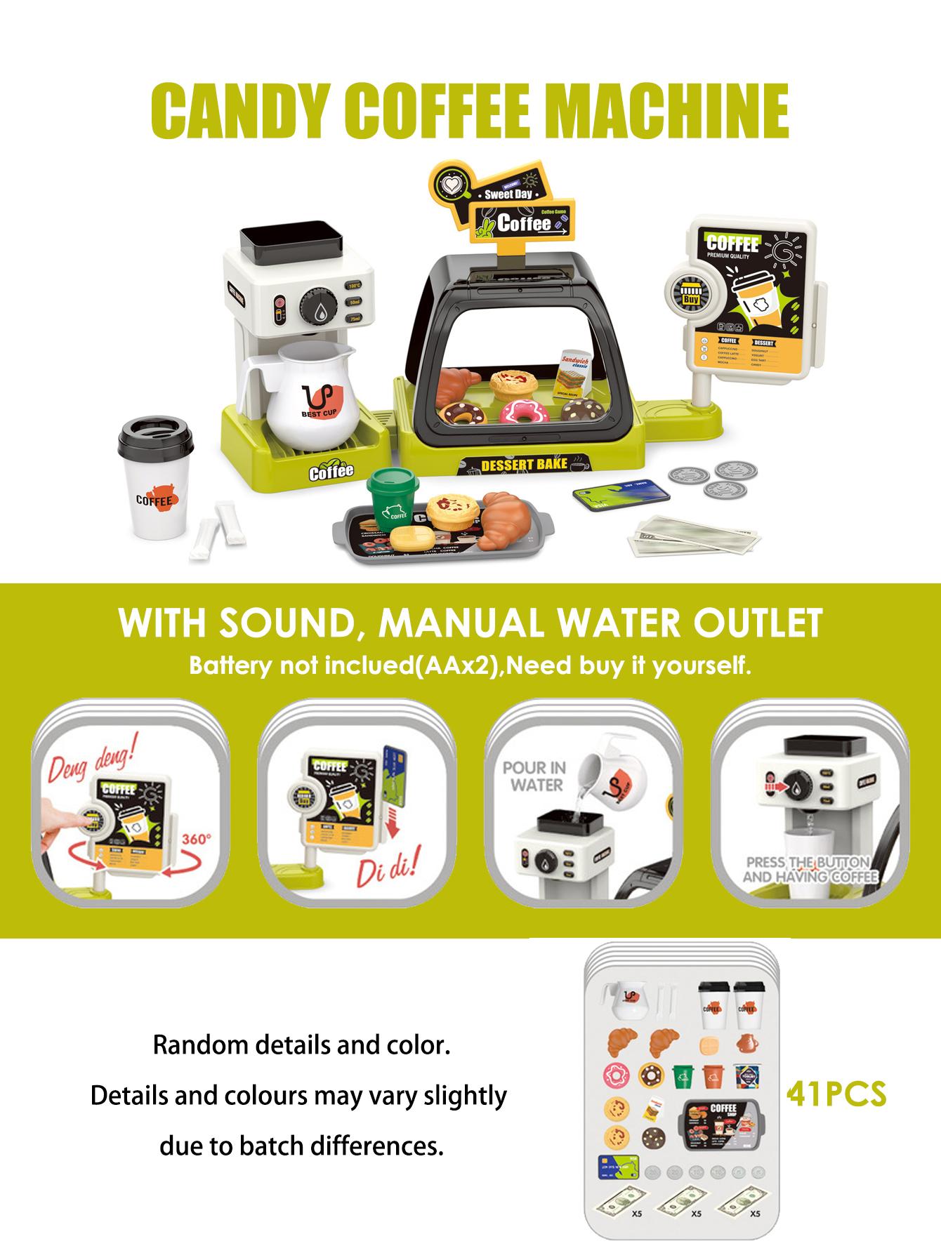 

Kids 3in1 Coffee Machine Toy Set 41pcs Pretend Play With Light Sound Manual Water Outlet Role Playing Gift For Boys Girls